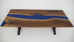 River Dining Table With Walnut & Blue Epoxy 3