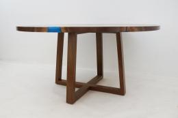 Round Walnut Kitchen Table With Blue Rivers 14