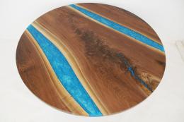 Round Walnut Kitchen Table With Blue Rivers 5