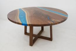 Round Walnut Kitchen Table With Blue Rivers 12