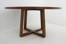 Round Walnut Kitchen Table With Blue Rivers 9