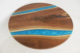 Round Walnut Kitchen Table With Blue Rivers 4