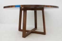 Round Walnut Kitchen Table With Blue Rivers 11