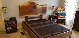 Live Edge Blue Epoxy and Walnut Bedroom Headboard 3