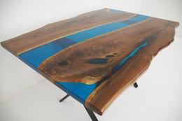 Live Edge River Table With Translucent Blue Epoxy 12 17