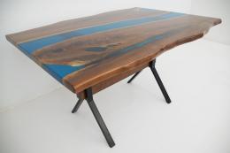 Live Edge River Table With Translucent Blue Epoxy 2 174