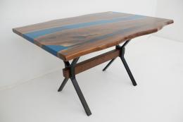 Live Edge River Table With Translucent Blue Epoxy 1 174