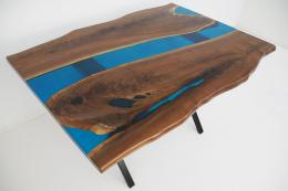 Live Edge River Table With Translucent Blue Epoxy 5 174