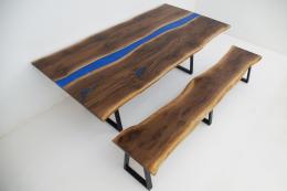 Matching Live Edge Table and Bench 1761 4