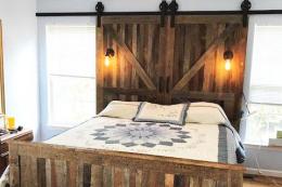 Barn Wood Bed with Barn Door Headboard 2