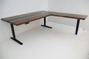 Standing L-Shaped Desk With Uplift Base