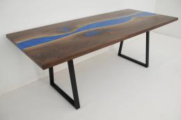 River Dining Table With Matching Live Edge Walnut Sofa 