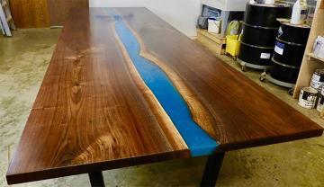12 Foot Blue Epoxy River Conference Table