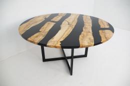 Round Elm Kitchen Table With Black Epoxy 1762 1