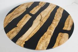 Round Elm Kitchen Table With Black Epoxy 1762 5