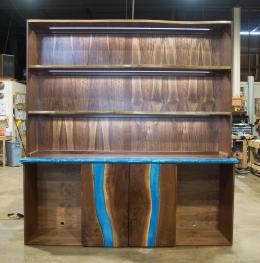 Walnut Wine Cabinet With Live Edge Shelves 0018 2