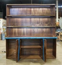 Walnut Wine Cabinet With Live Edge Shelves 0018 8