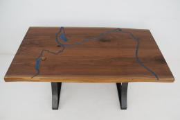 CNC Engraved Walnut River Table With Embedded Objects 1