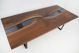 Large River Dining Table With Walnut & Translucent Epox