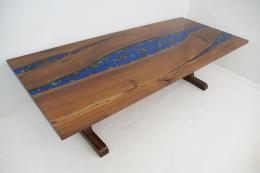 Walnut River Table With Embedded Gemstones 1778 4