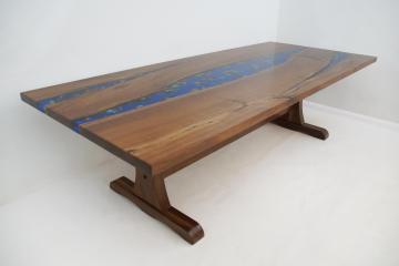 Walnut Table With Gemstones