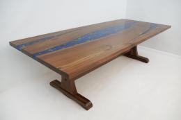 Walnut River Table With Embedded Gemstones 1778