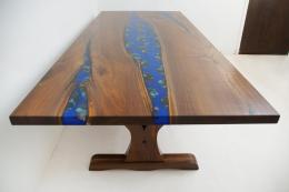 Walnut River Table With Embedded Gemstones 1778 6