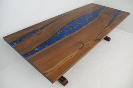 Walnut River Table With Embedded Gemstones 1778 7