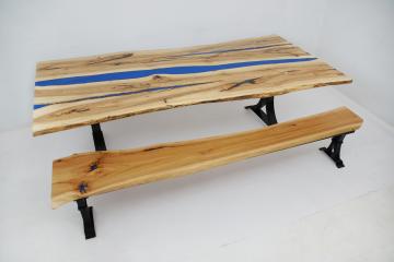 Hickory Table & Bench Set