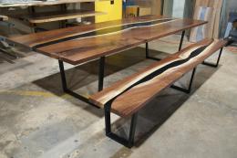 Matcing Walnut Dining Table and Bench 1792 3