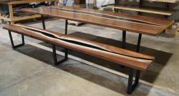 Matcing Walnut Dining Table and Bench 1792 2
