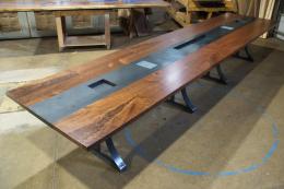 Walnut Conference Table With Steel Inlay 1794 1