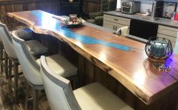 Walnut Bar Top With Lake Chautauqua CNC 3001