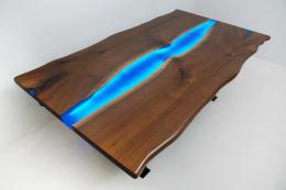 Walnut LED River Table With Blue Epoxy 1779 7
