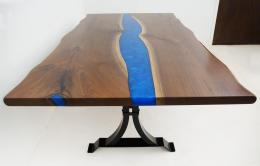 Walnut LED River Table With Blue Epoxy 1779 2