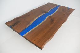 Walnut LED River Table With Blue Epoxy 1779 6