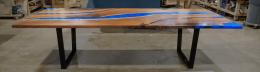 LED Dining Table With Blue Epoxy River 1809 8