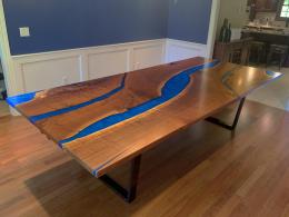 LED Dining Table With Blue Epoxy River 1809 2