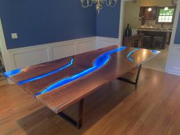 LED Dining Table With Blue Epoxy River