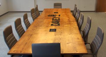 Davey Live Edge Conference Table with CNC Logo