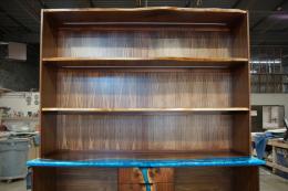 Walnut Wine Cabinet With Live Edge Shelves & Epoxy Wate