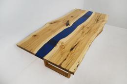 Dining Table With Translucent Blue Epoxy River 1793 5