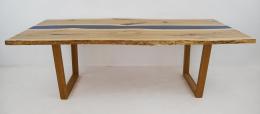 Dining Table With Translucent Blue Epoxy River 1793 2
