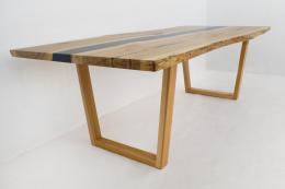 Dining Table With Translucent Blue Epoxy River 1793 4