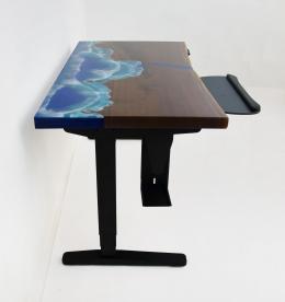 CNC Engraved Ocean Desk With Adjustable Height Function