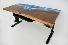 CNC Engraved Ocean Desk With Adjustable Height Function