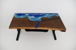 CNC Engraved Ocean Desk With Adjustable Height Function