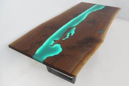 LED Walnut Epoxy River Table 1862