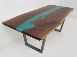 LED Walnut Epoxy River Table 1862 2