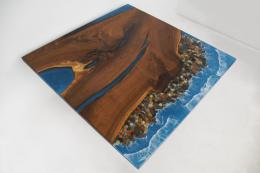 Walnut Ocean Table With Embedded Rocks 1856 4